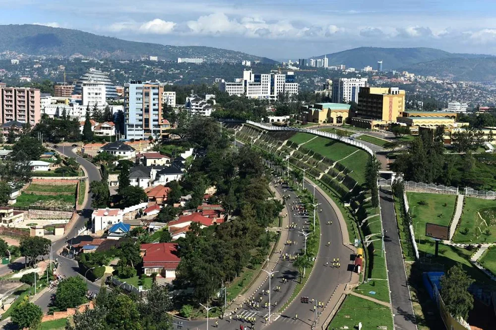 An aerial view of Kigali City