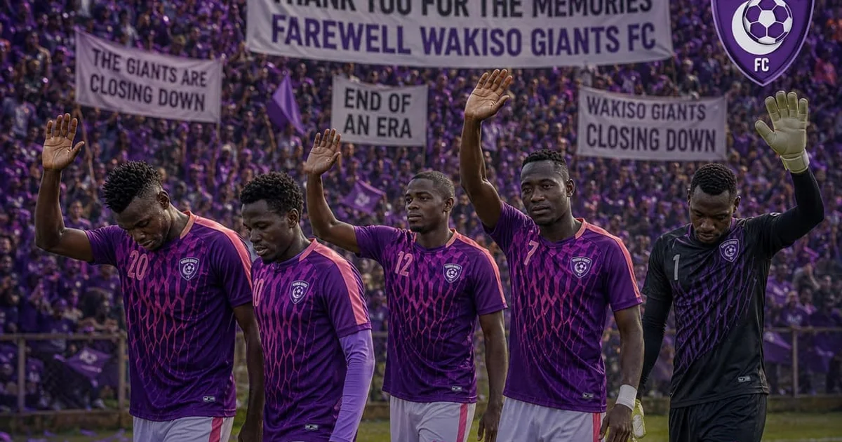 wakiso giants fc team waving goodbye to fans upon closure of club