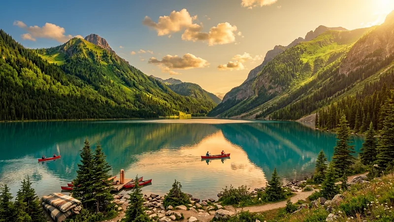 THE LAKE THAT SITS IN THE VALLEY BETWEEN TWO MOUNTAINS