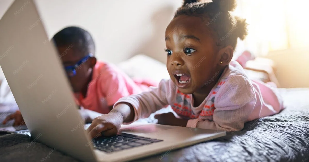 girl child online in bedroom unsupervised
